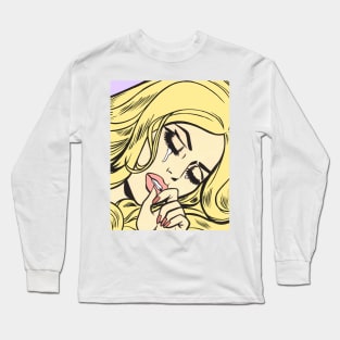 Blonde Crying Comic Girl Long Sleeve T-Shirt